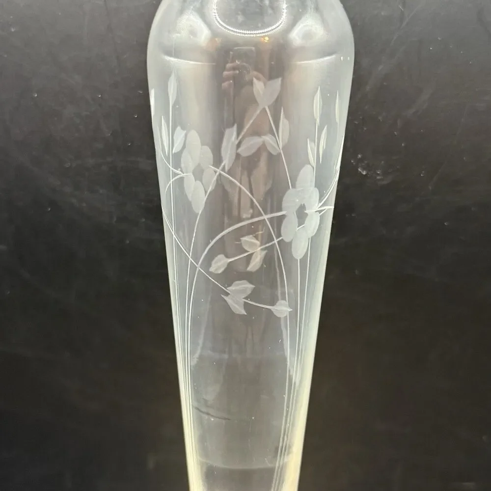 Vintage Weighted Sterling Silver Floral Etched Bud Vase 9¾ Inches Tall - Picture 3 of 8